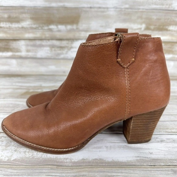 MADEWELL Billie Ankle Boots Brown English‎ Saddle Leather Heels Zipper Size 7 - Picture 5 of 13